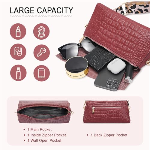 Image of BOYATU Genuine Leather Shoulder Bag Women: Handmade Crocodile Pattern Purse