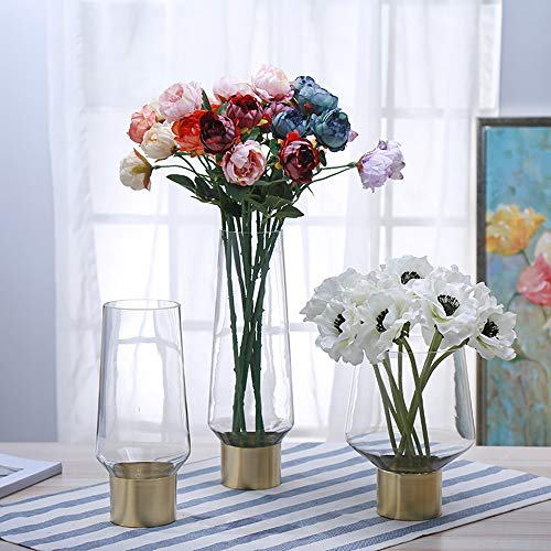 image for cyl home Vases Cylinder Clear Glass Flower Arrangement Vases Brass Gol