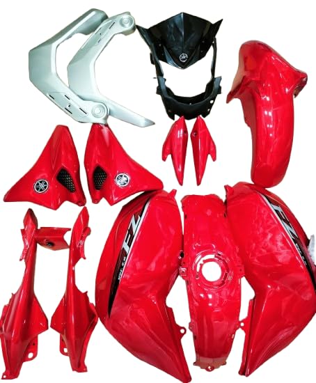 Image of Motorcycle Full Body Kit Red Black Compatible with FZ V2 | Complete ABS Fairing Panel Set | OEM Fit Replacement Body Panels | Durable Stylish Exterior Kit