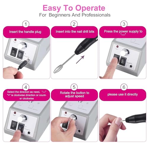 GOODIEBOX Electric Nail Drill Machine Nail File Drill Set Kit for Acrylic Nails, Gel Nail, Nail Art Polisher Sets Glazing Nail Drill Fast Manicure. - Image 5