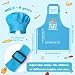 R HORSE Kid Apron and Chef Hat Set - 2Pcs Blue Little Chef Adjustable Children Kitchen Toddler Apron with Pockets for Kids, Funny Dress up Pretend Play Toy Birthday Gift for Cooking Baking Painting