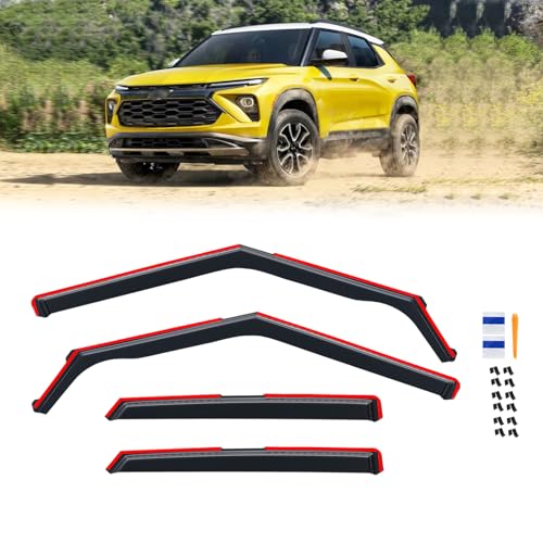 Image of in-Channel Rain Guards for 2021-2026 Chevy Trailblazer, Window Visor Shields Vent Deflector Shade Wind Dark Smoke 2022 2023 2024 2025 21 22 23 24 25 26, Tape-On Inside-Mount, 4PCS