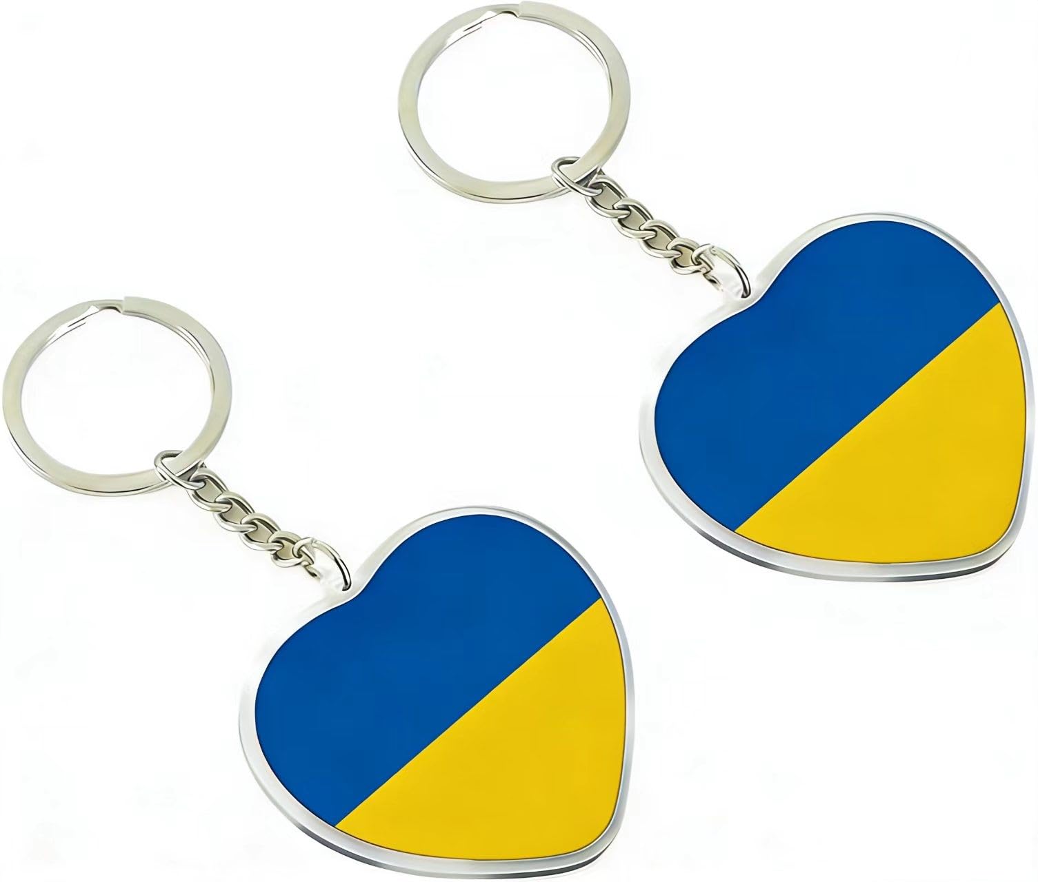 JAVD Ukraine Flag Keychain - 2 Pack, Silver, Medium