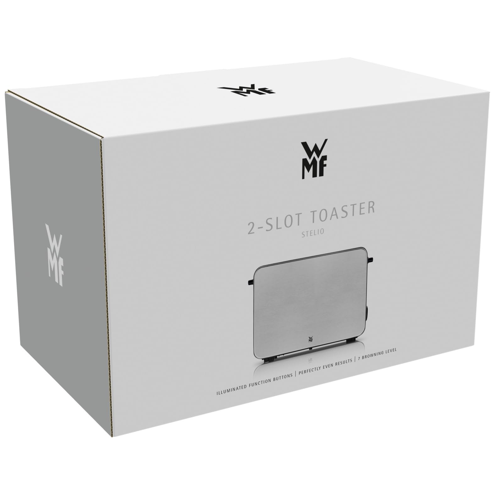 WMF Stelio Toaster 2 Scheiben Edelstahl, Doppelschlitz Toaster mit Brötchenaufsatz, Bagel-Funktion, 7 Bräunungsstufen, 900 W, edelstahl matt