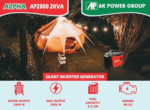Image of AK POWER SERVICE ALPHA A2800-2000 Watts & 2KW Super Silent Inverter Generator-Recoil Start|Silent Generator|Home & Commercial Use|Life Time Spare|1 Year Brand Warranty