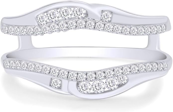 Viraj Jewels 14K Gold Plated Curved Wedding Band Ring Enhancer Guard for Women, 925 Sterling Silver Engagement Ring Wrap