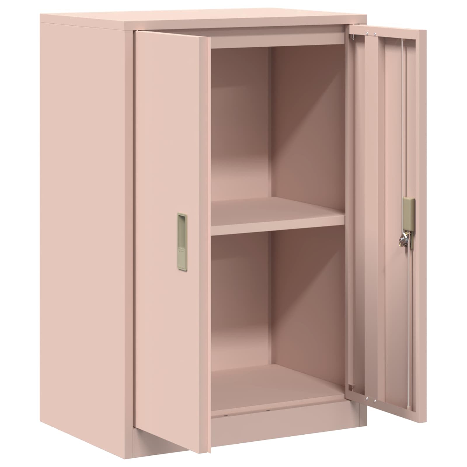Armadio Portaoggetti Rosa in Acciaio 60 x 40 x 90 cm con Ante Chiudibili, Armadio in Metallo per Ufficio e Home Office, Armadio Multiuso per File, Cartelle, Documenti e Ripiano