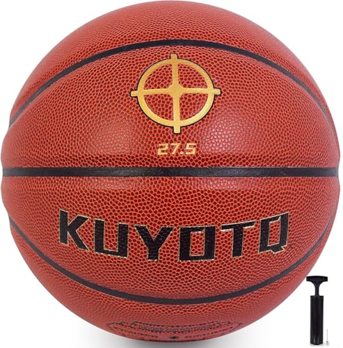 KUYOTQ Size 5 Composite Leather Basketball 27.5' for Youth/Kids Wear Resistant Basketball Perfect for Boys, Girls for Game and Training(with Pump+Neddles)