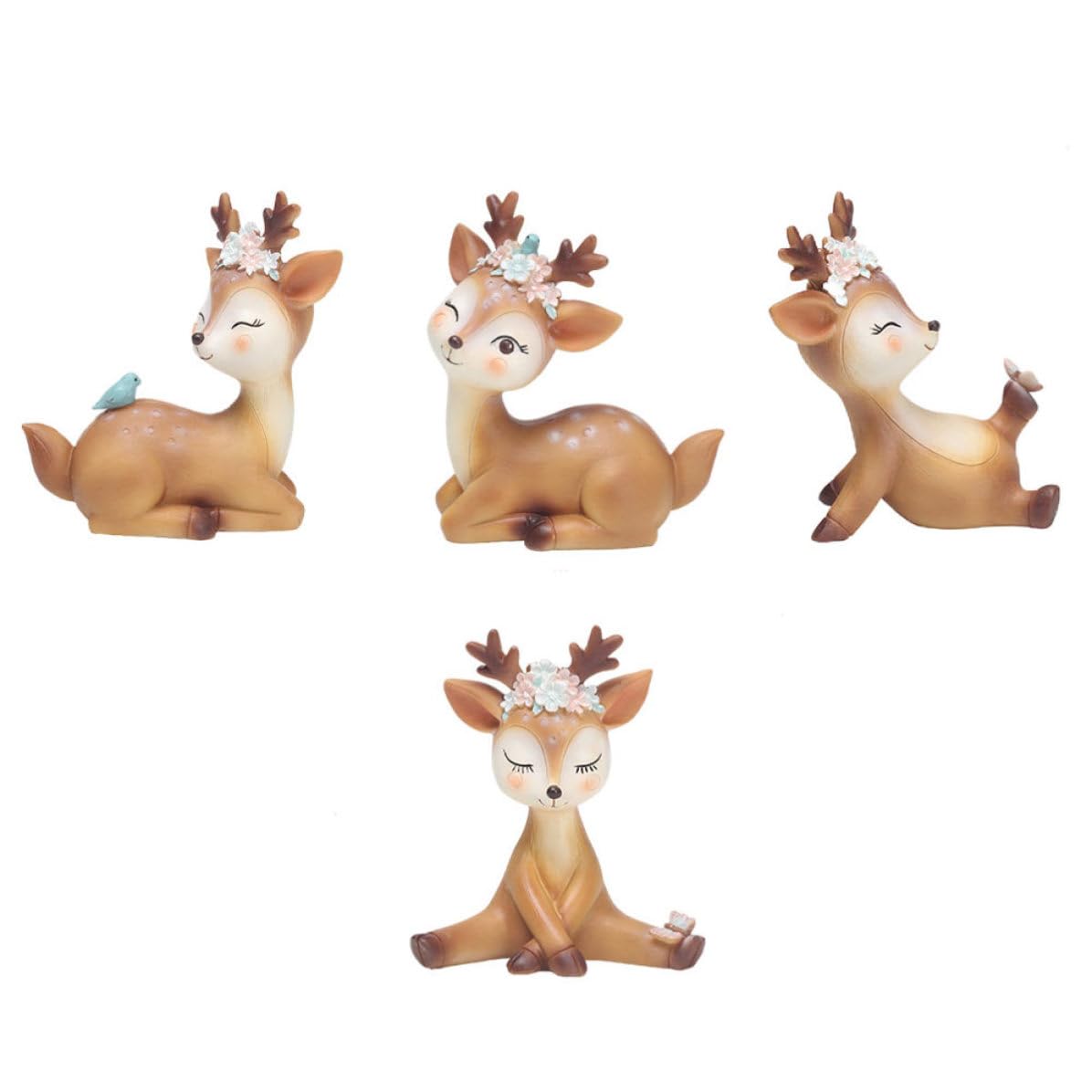 Ornements de cerfs en résine adorable lot de 4 pièces idée cadeau déco maison et bureau