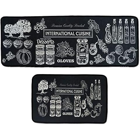 Leebei Kitchen Mats Rugs Sets Non-slip Washable Floor Carpet Bedroom Mats Sets (47.2 ×15.7 inch +23.6×15.7 inch (Food) Cover
