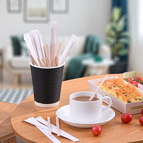 MFJUNS 200pcs Individually Wrapped Coffee Stirrers Wood - 5.5" Coffee Stir Sticks, Round End Disposable coffee stirrer, For Coffee, Cocktail and Hot Drinks - image 5