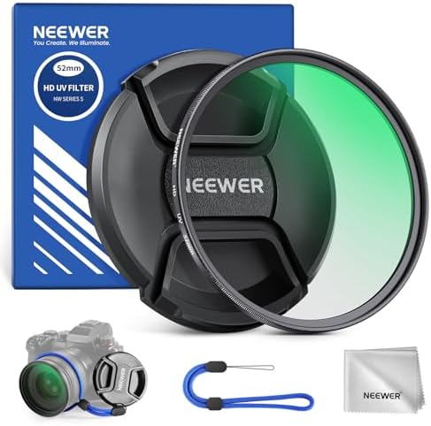 NEEWER 52mm MC UV Protection Filter with Lens Cap, Multi Resistant Nano ...