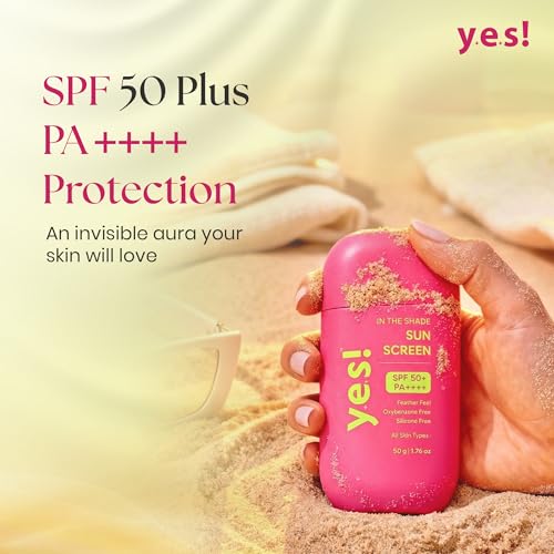 Image of Yes! Skincare In The Shade Sunscreen(50g) with SPF 50 Plus PA++++ & You are B-RIGHT Vitamin C Serum(30g) with Glutathione | Alcohol & Silicone Free Korean Skincare Combo For All Skin Types