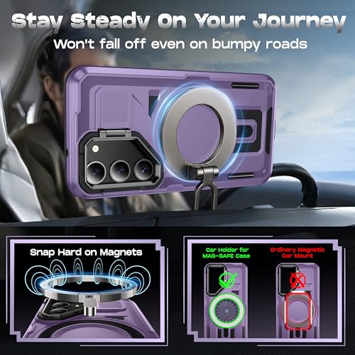 Coque Samsung S23 violette avec support caméra antichoc double couche