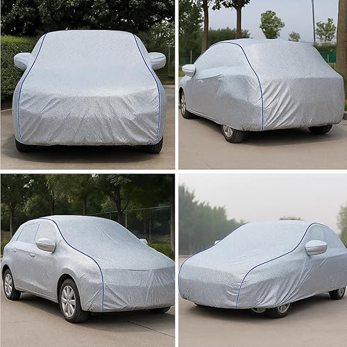 Image of Sulfar 100% Waterproof Car Body Cover Compatible with Mirror for Fiat Uno (Triple Stitched, Full Bottom Elastic, Magic Silver with Black Piping)