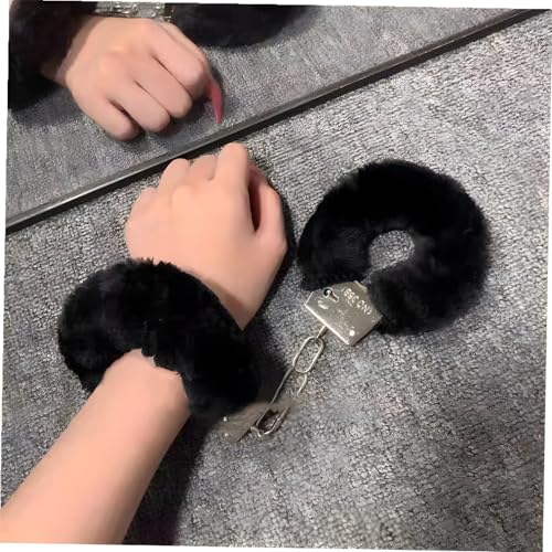 Pink Fluffy Cuff Bracelets for Women Men O Ring Double Lock Bracelet3