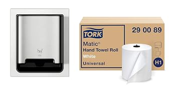 Tork Paper Hand Towel Dispenser, Stainless Steel - H1 + Refill - Universal Paper Hand Towel Rolls 6 Rolls