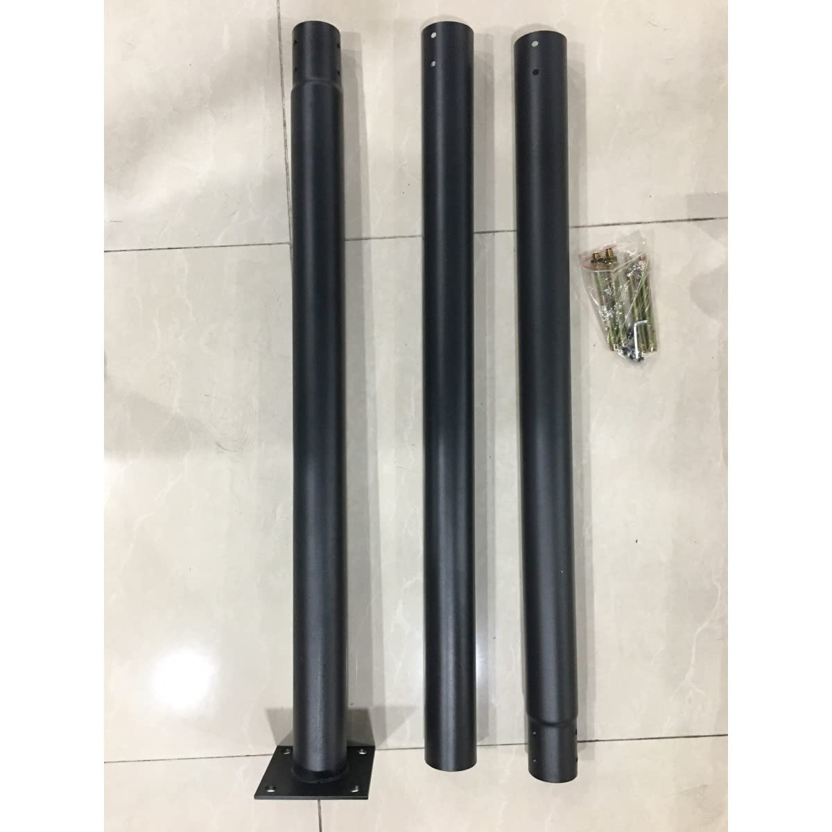Jandei - Poste para Farola de 3 Metros en Tramos de 1 m – Acero Galvanizado Negro con Base de Anclaje, Resistente a la Intemperie, Ideal para Jardines, Calles y Parques. Tornillos Incluidos