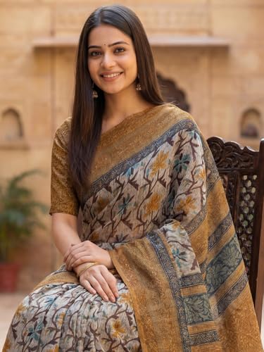 Image of AKHILAM Women's Kanjivaram Pure Soft Silk Saree With Unstitched Blouse Piece