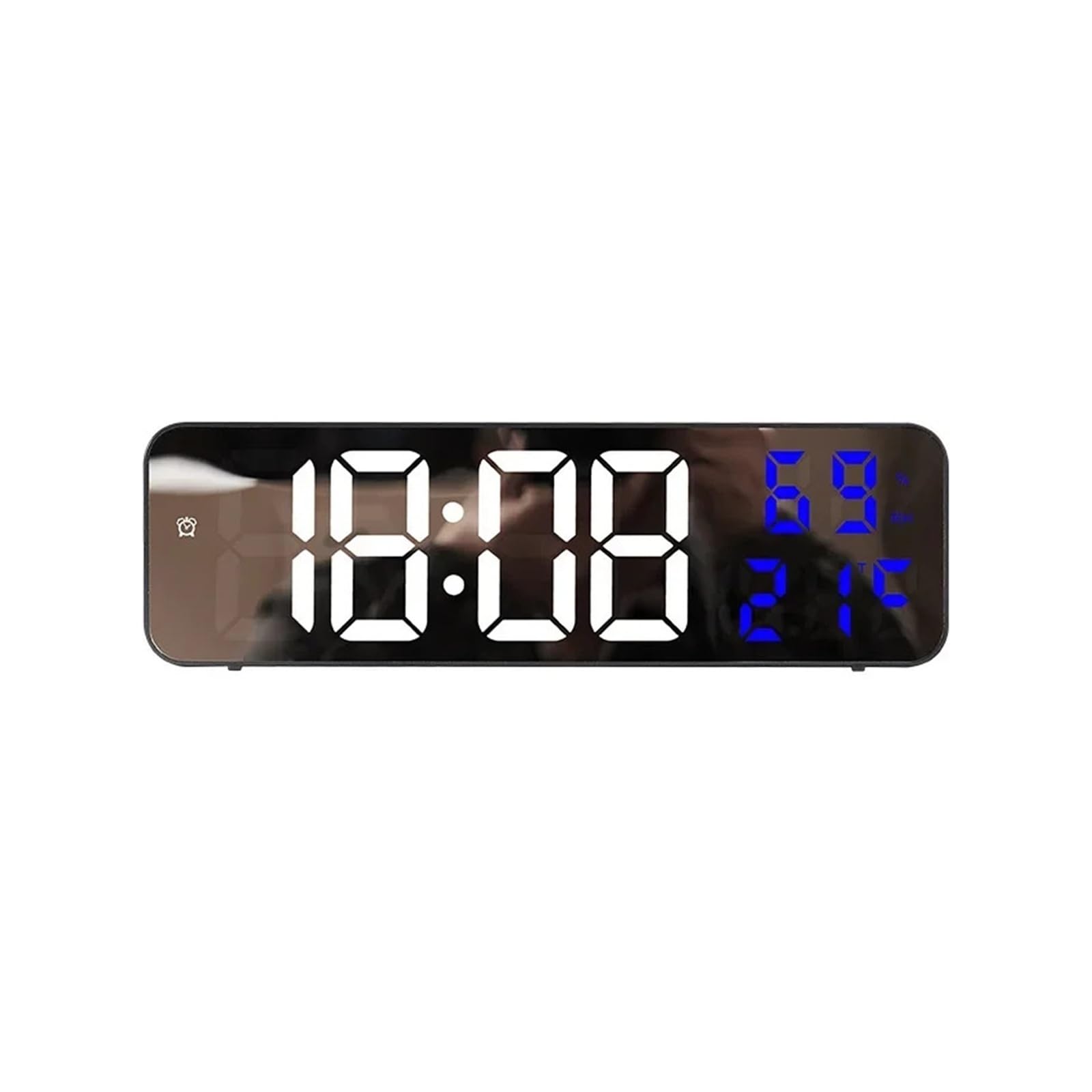POAHNCU Alarm Clock, Large Digital Wall Clock Temperature Humidity Night Mode Snooze Version Electronic LED Alarm,for Heavy Sleeper(Blue)