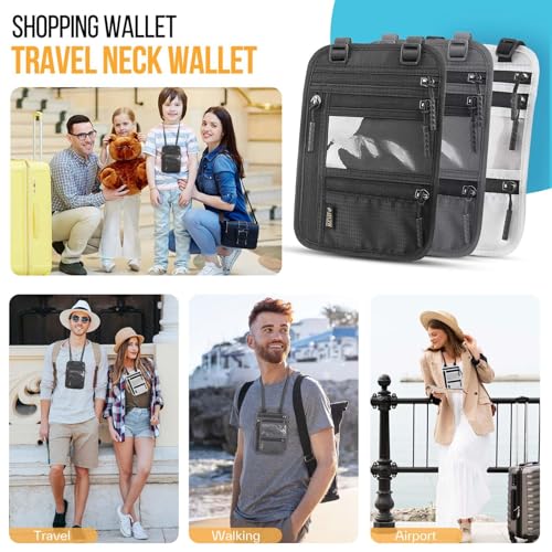 Image of Passport Holder for Travel, Slim RFID Blocking Travel Wallet for Women and Men, Anti Theft Travel Document Organizer with Adjustable Strap, Travel Essentials Neck Money Pouch