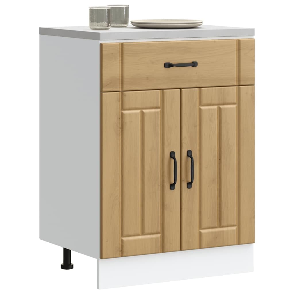 vidaXL Mueble Bajo De Cocina Lucca Roble Artesanal, Mueble Bajo De Fregadero Con Cajón