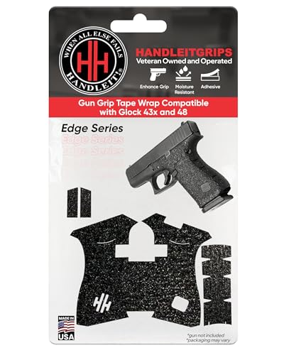 Handleitgrips Gun Grip Tape Compatible with: Glock 43x and Glock 48 - Black Edge Series Pistol Grip Tape, Easy Installation, Gun Skins, Veteran Owned