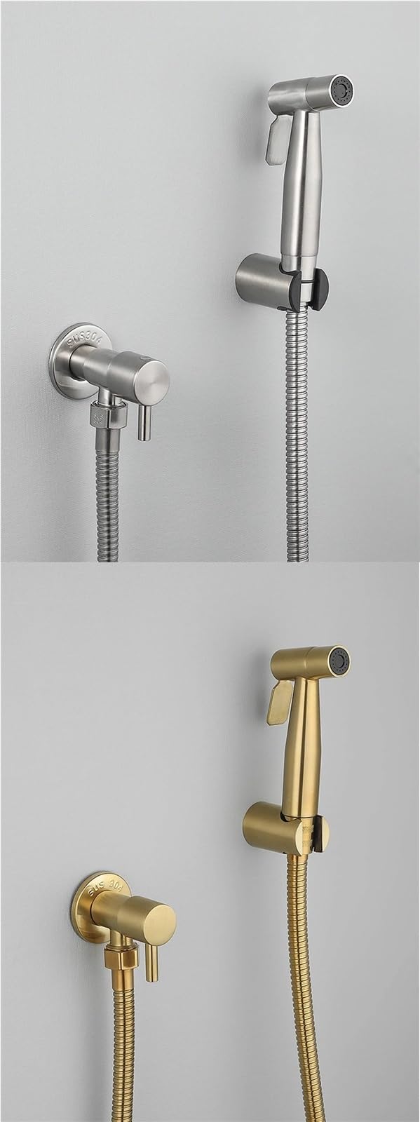 Grifo de válvula agua fría individual, ángulo acero inoxidable anticorrosión, flujo fácil, 2 uds para bafieras y duchas(Silver)