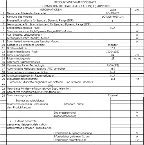 LC-Power Monitor gaming professionale (144Hz FHD Piano, 25-inch) LC-Power Monitor gaming professionale (144Hz FHD Piano, 25-inch)