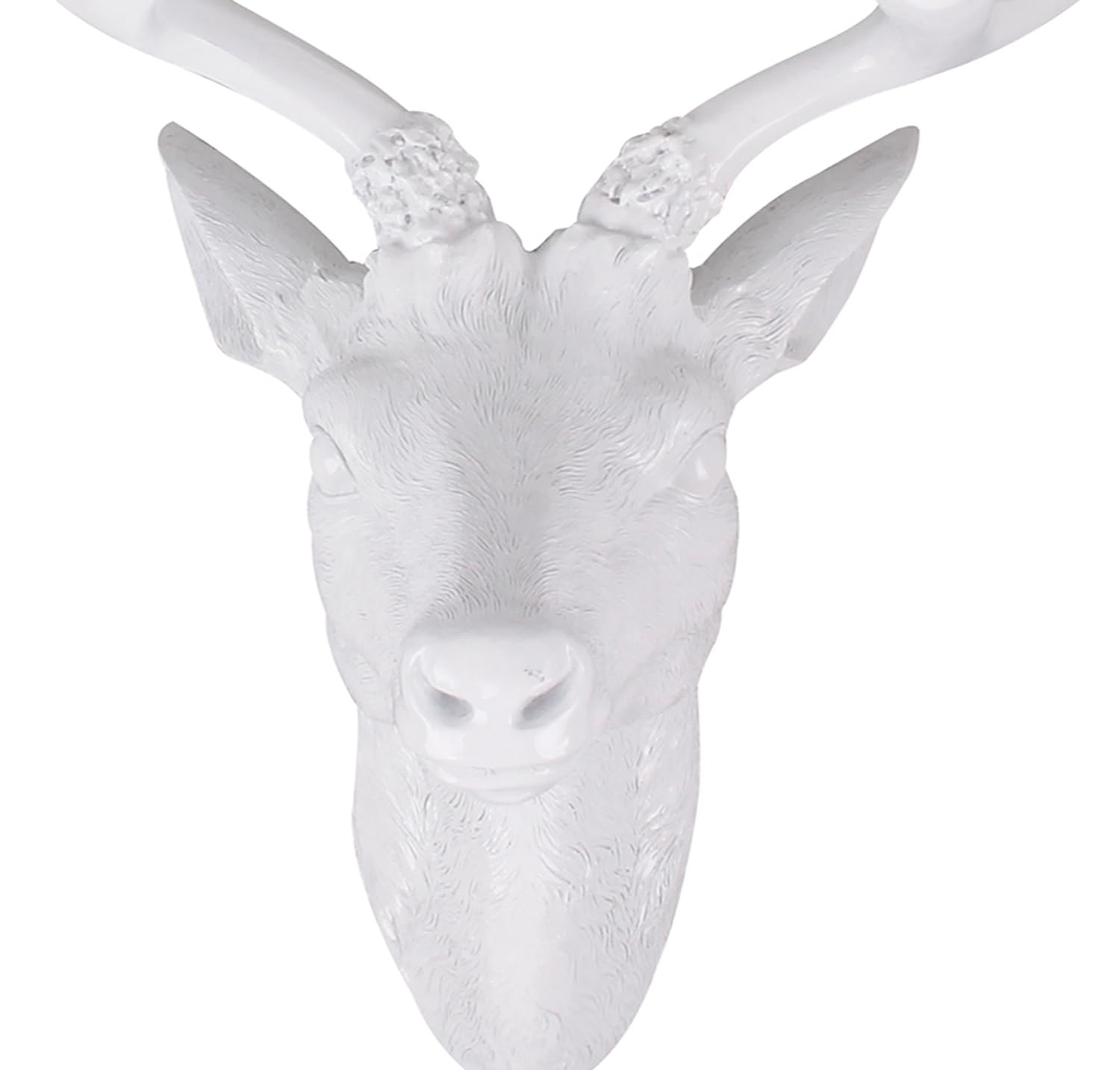 Mojawo Corna Di Cervo XL Bianco Effetto - 40x30x18 Cm - Decorazione Da Parete Testa Di Cervo In Poliresina
