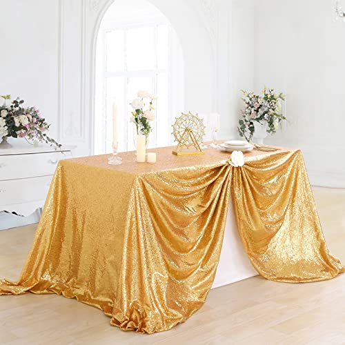 B-Cool Gold Sequin Table Cloths For Parties 60X102 Inches Glittering Shimmer Gold Sequin Tablecloth For Parties Wedding New Year Party Valentine's Day Tablecloth Birthday Party #TOP1