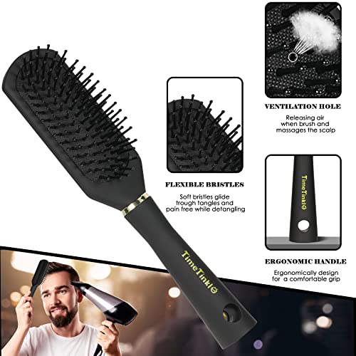 TimeTinkle Styling Hair Comb and Brush Set for Men, Men's Hair Comb and Paddle Hair Brush Roller Hair Brush Texture Comb for Quiff, Pompadour, Slicked-back, Fauxhawk, Black, 5.0 count - Image 3