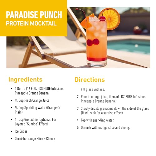 Image of Isopure Clear Whey Isolate Protein Powder, Lactose Free, Gluten Free, Naturally Flavored, Pineapple Orange Banana, 20g Protein Per Serving, 14.1 Oz, 16 Servings (Packaging May Vary)