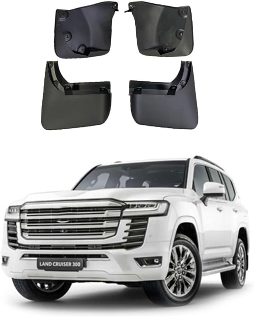 Car Mudguard Mud Flaps for Land Cruiser LC300 2022-2025 Molded Custom Front and Rear Mudflaps Splash Guards Flares Kit 4-PC Auto Accessories,Send 1 Car Wash Towel