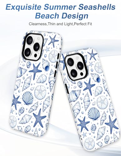 Jolie coque iPhone 13 Pro MagSafe cadeau design été coquillage bleu - 3