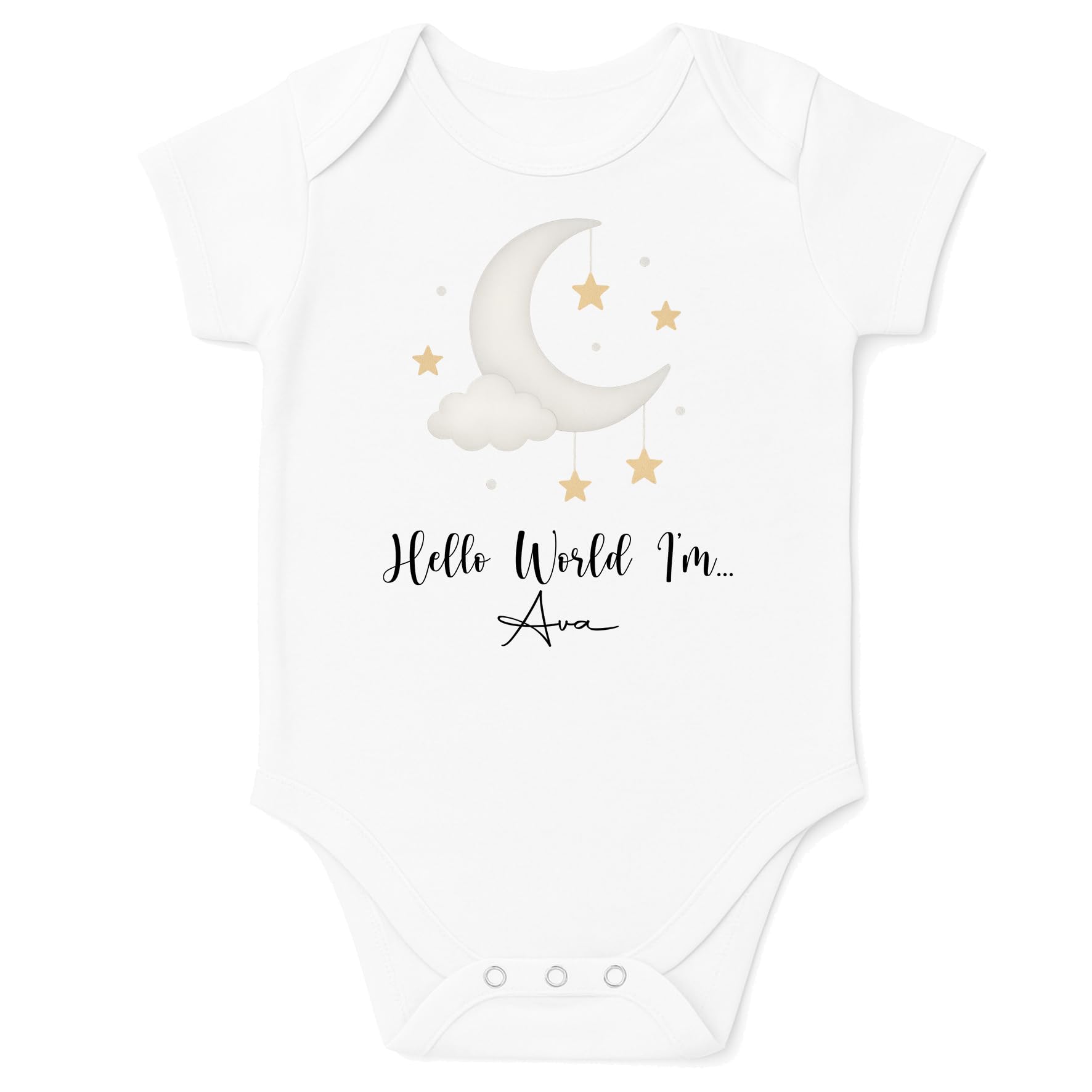 The Baby Box Uk Hello World Moon Clouds Personalised Baby Announcement Bodysuit Vest Hello World (, 0 Months)