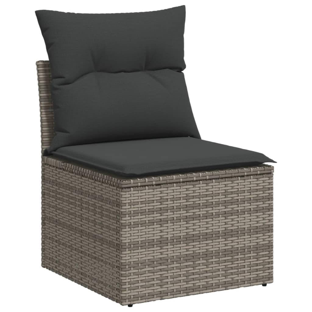 vidaXL Salon de Jardin avec Coussins 3 pcs, Canapés de Terrasse, Ensemble de Meubles de Patio, Mobilier d'Extérieur, Gris Résine Tressée