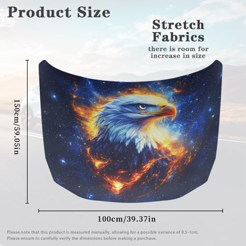 Image of Car Hood Cover Protector,Car Hood Wrap Blanket,Outdoor Sunshade Automotive Exterior Accessories for Most Sedan Small SUV Truck Black Eagle Pattern Design