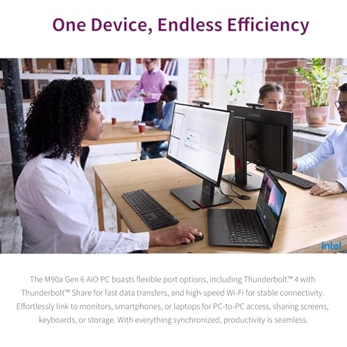 Image of Lenovo ThinkCentre M90a Gen 6 A.I. PC, 24 inch Touchscreen All-in-One Desktop, 24-core Intel Ultra 9 285, 32GB DDR5, 1GB SSD, Thunderbolt 4 + DisplayPort + HDMI, Wi-Fi 7, Wired KB&Mouse, Windows 11 Pro