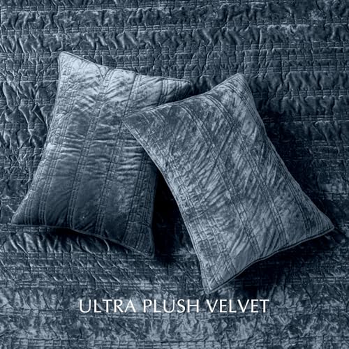 Evergrace Luxury Ruched Velvet Quilt King Size, Ultra Soft Bedspread Coverlet Set thumb #4