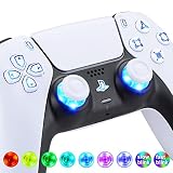 eXtremeRate Multi-Colors Luminated Dpad Thumbstick Udostępnij Przyciski Home Face dla ps5 Controller, Bialy Klasyczne Symbole Przyciski Zestaw LED DTF V3 dla ps5 Controller - Controller Nie Jest Wliczony W Cenę