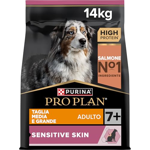 Purina Pro Plan Optiderma Medium e Large Adult 7+ Crocchette Cani, 14 kg