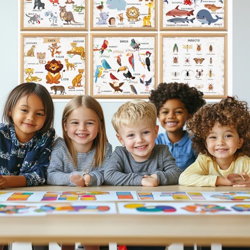 Image of ZOCOZY Huge Large Animal Recognition Poster, 54x35 Inch Jungle Animals Marine Animals Poster, Table Cloth Art for Kids, Home Classroom Party Decorations Supplies