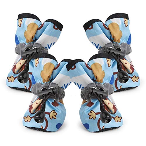Zhexun 小型犬アジャスタブル反射ペット犬のレインブーツ防水アンチスリップパピー靴チワワパグブーツのために4本犬の靴 (Color : Pink, Size : 1)