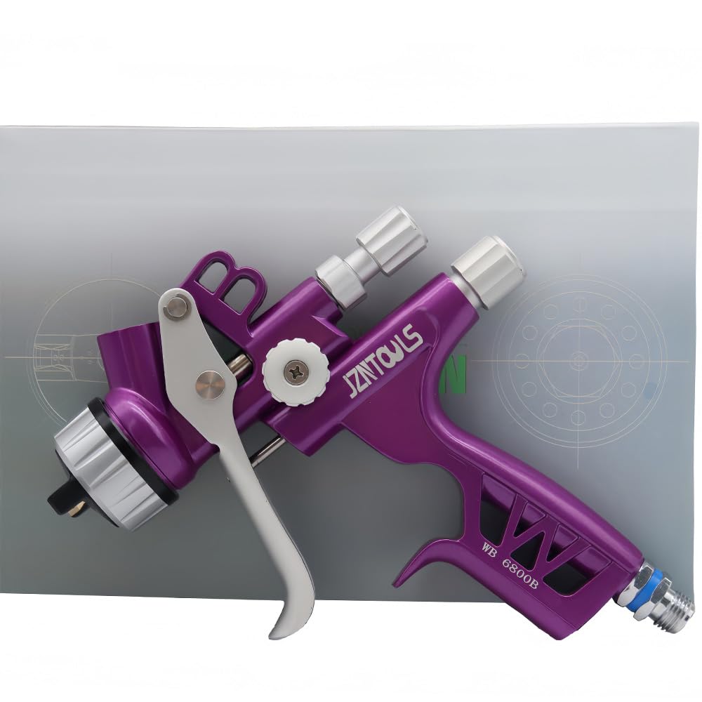Pistolet natryskowy LVLP Pistolet grawitacyjny z dyszami 1,3 mm + 600 ml plastikowy kubek 600 ml + 600 ml zestaw szybkich kubków do mebli samochodowych (różowy)
