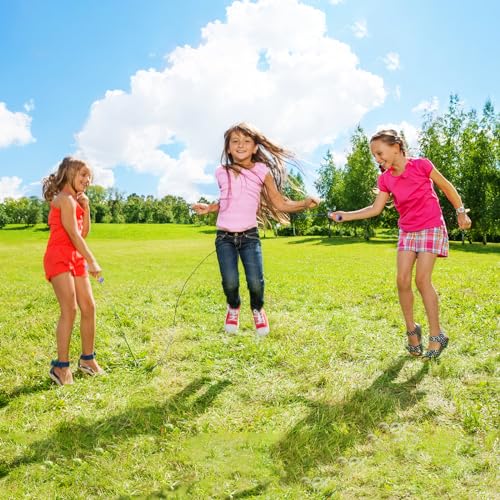 Jump Rope for Kids-Adjustable Cotton Braided Skipping Rope with Wooden Handle for Toddler Fitness Workout Exercise Outdoor Activity - Image 3