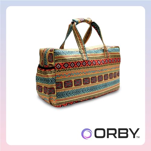 ORBY Women’s Travel Bag |Matty Fabric Printed in a blend of Cotton & Polyester |Lightweight| Foldable, Portable| Duffle Bag for Travelling, Shopping, Luggage, Organizer |With Detachable External Pouch 3 51N+YOF+2+L
