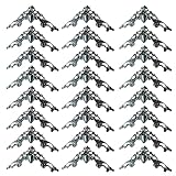 Paquete de 24 esquinas decorativas de metal para protectores de bordes para libros, marcos de fotos y joyeros, esquina de hierro de 42 mm en negro, bronce, bronce rojo, plata y (negro)