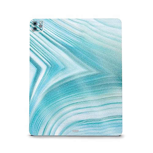 Image of MightySkins Carbon Fiber Skin Compatible with Apple iPad Pro 12.9 inch M2 6th Gen (2022) Full Wrap Kit - Aquamarine Quartz | Protective, Durable Textured Carbon Fiber Finish | Made in The USA