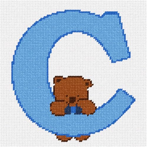 Pepita Needlepoint Canvas: Letter C Teddy Blues, 7